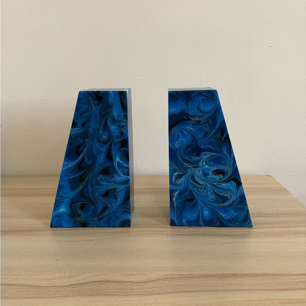 Blue Swirl Bookends (originally $200)